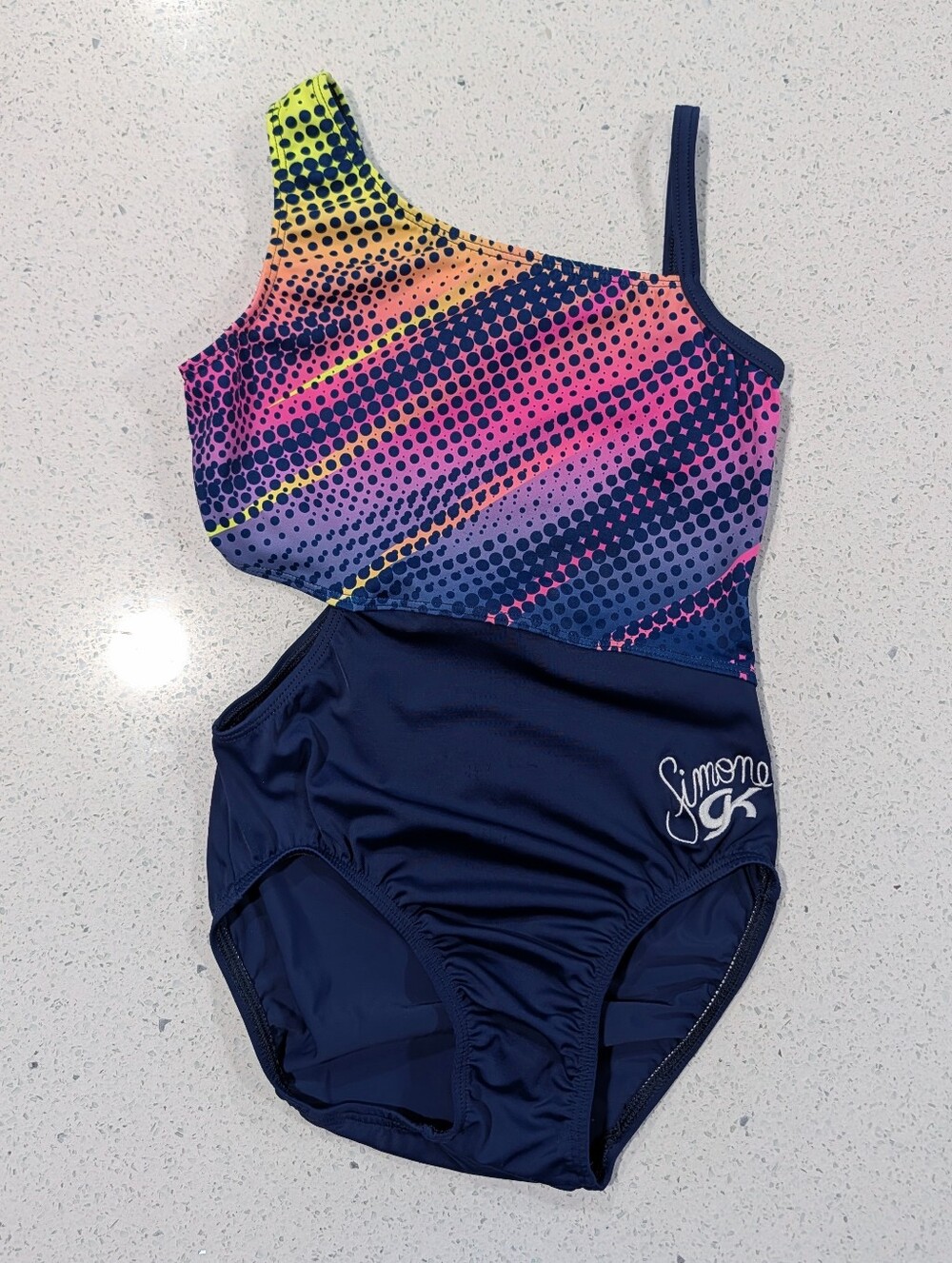 GREAT GK Elite AXS Extra Small SIMONE BILES Gymnastics Dance Leotard Asymmetric